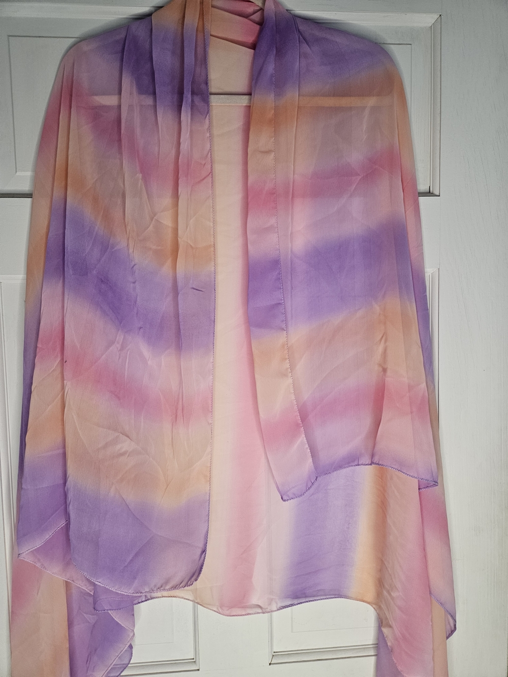 Pastel Gradient Silk-Feel Scarf - Pink, Purple & Peach# 203